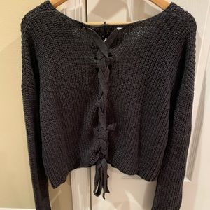 Dark Grey Knit Braided Sweater Size Medium F21